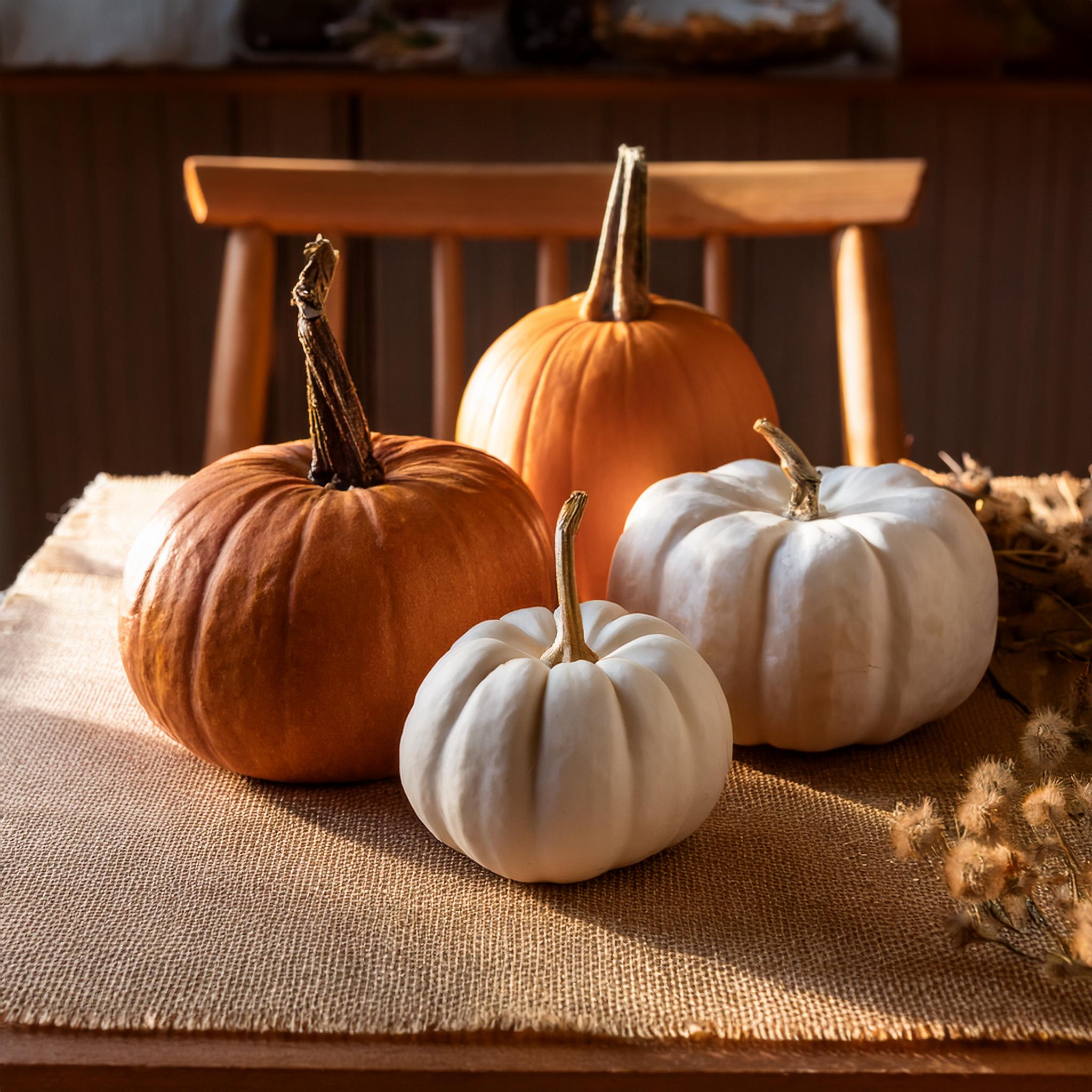 orange and white pumpkins